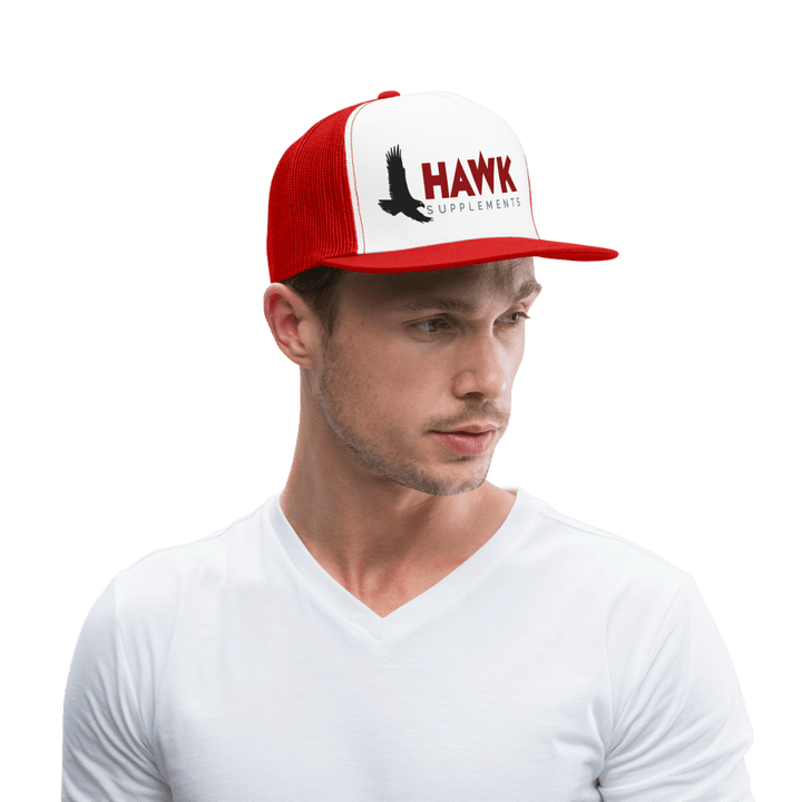 Hawk Supplements Trucker Hat - white/red