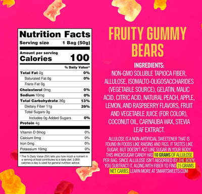Smart Sweets, Gummy Bears, 1.8oz Bag